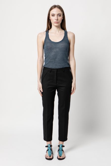 pantalone chino in tessuto cotone elasticizzato colore nero